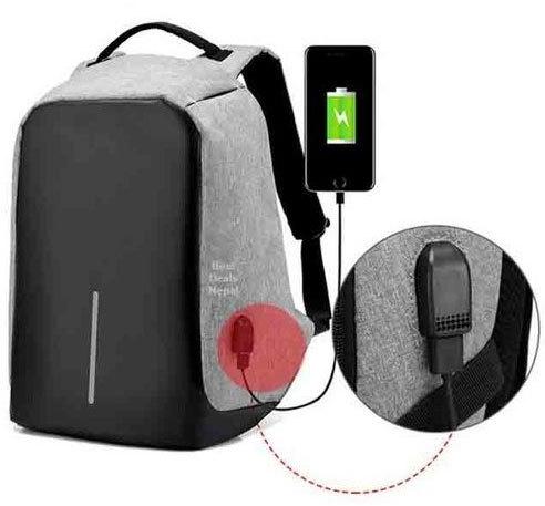Polyester anti theft backpack, Packaging Type : Black Grey