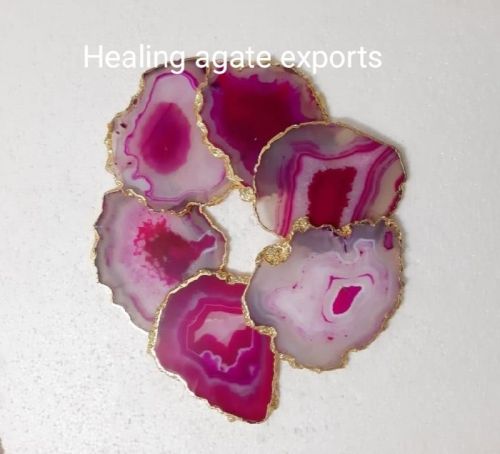 Neutral Polished Agate Coaster Slice, For Decoration Use, Size : 3×5