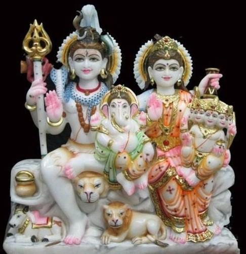 Marble Shiv Parivar Statue, For Worship, Temple, Office, Home