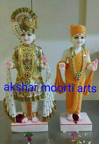 Aksharmoortiarts 30kg Printed Marble Swami Narayan Statue, For Temple, Office, Home