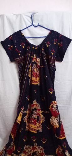 Checked Rayon Cotton Nighty, Size : L, M, S, XL, XXL