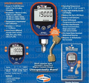 UNIWELD DIGITAL VACUUM GAUGE UVG2, Connection : Bottom Connection