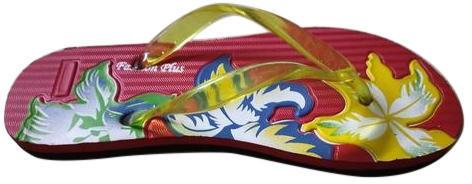 Fashion Plus Printed Rubber Ladies Hawai Slippers, Size : 5 To 8