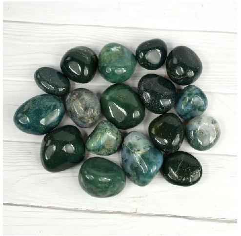 Polished Moss Agate Tumbled Stone, Size : 10-20mm