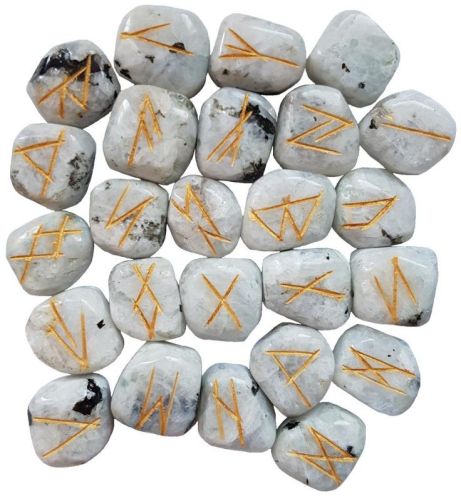 Natural Rainbow Moon Rune Agate Stone, For Jewellery Use, Size : 0-25mm, 25-50mm, 50-100mm