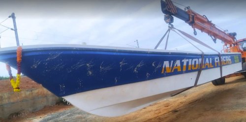 Fiberglass Fishing Boat, Color : White Blue