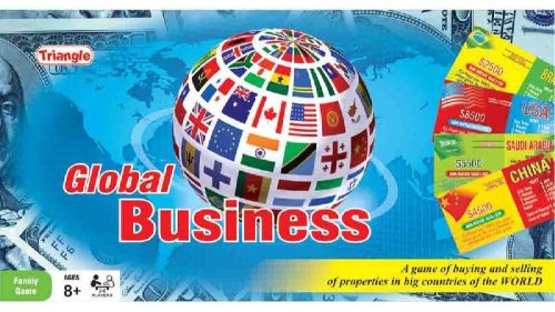 Wood Global Business Board Game, Size : 15x8x1.75 Inch