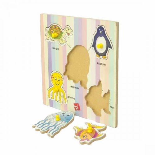 Polished Wooden Aquatic Animal Puzzle, For Playing, Color : Multi Color