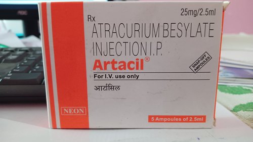 Artacil Atracurium Besylate Injection, For Clinic, Packaging Type : Box