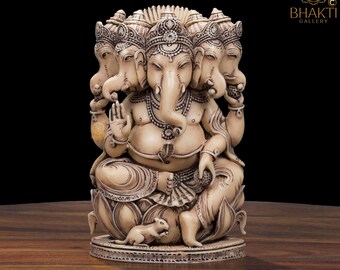 Soapstone Five Face Ganesh Statue, For Religious Purpose, Packaging Type : Carton Box
