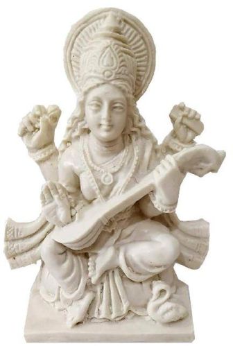 Polished Plain Soapstone Saraswati Mata Statue, Feature : Complete Finishing, Termite Proof