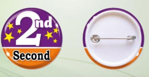 Polished Metal Round Mount Badge, Pattern : Printed