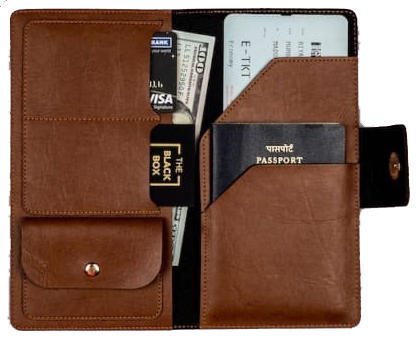 Polished Plain Leather Passport Wallets, Gender : Unisex