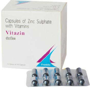 Vitazin Zinc Sulphate Vitamins Capsule, For Clinical, Hospital, Packaging Type : Box