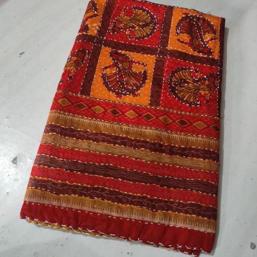 Chiffon Katha Print Double Bedsheet, For Home, Pattern : Printed