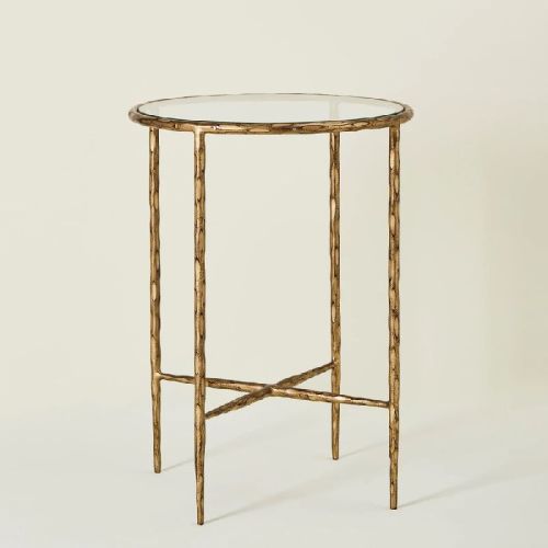 Polished Plain Metal Round Side Table