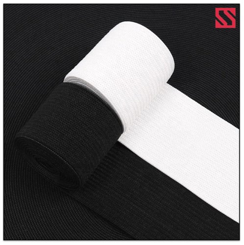 Satnam Elastic Plain Polyester Woven Tape, Color : White