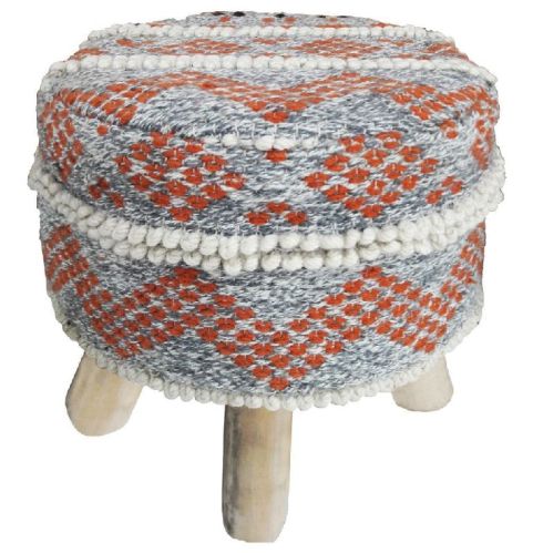 Handcrafted Ottoman Stool, Shape : Round