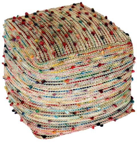 Printed Jute Handmade Pouf, Color : Multicolor