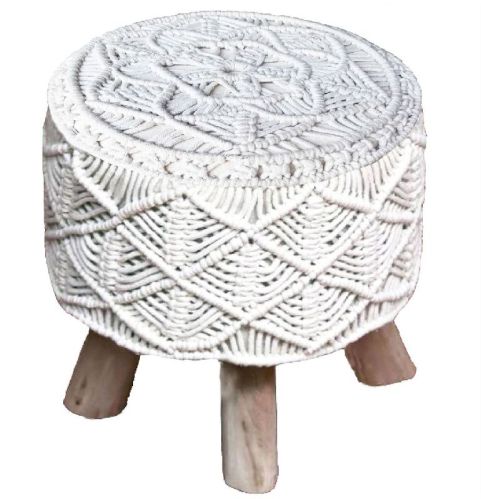 Round Macrame Ottoman Stool, For Hotel Shop, Home