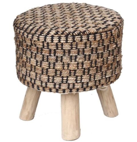 Round Jute Outdoor Ottoman Stool