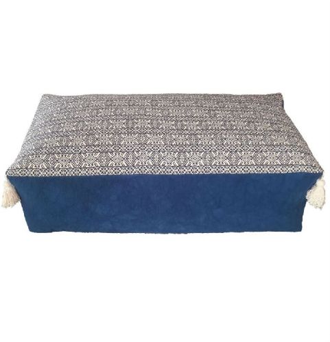 Printed Cotton Rectangular Pouf, Technics : Handmade