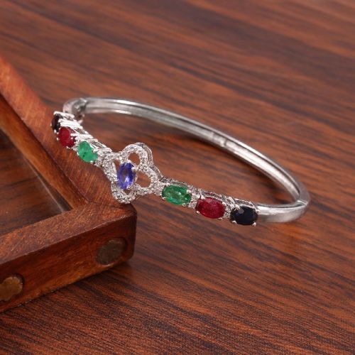 925 Sterling Silver Gemstone Bangles, For Making Jewellery, Feature : Corrosion Proof, Fine Finishing