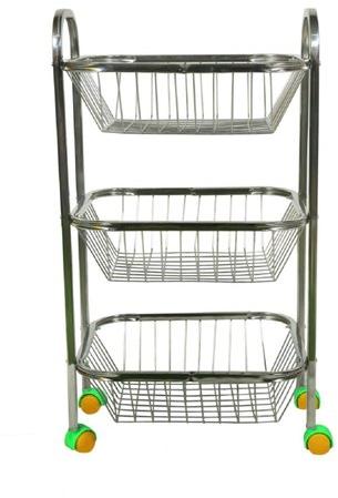 Stainless Steel Fruit Trolley, Color : Silver