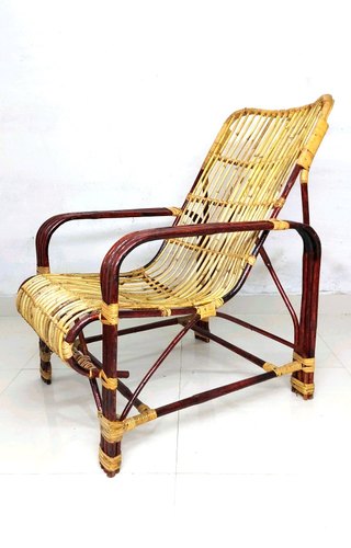 Rectangular Straight Cane Arm Chair