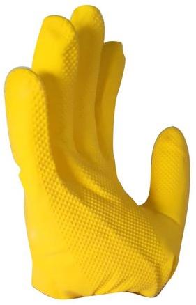 Dotted Yellow Rubber Household Gloves, Size : Free Size