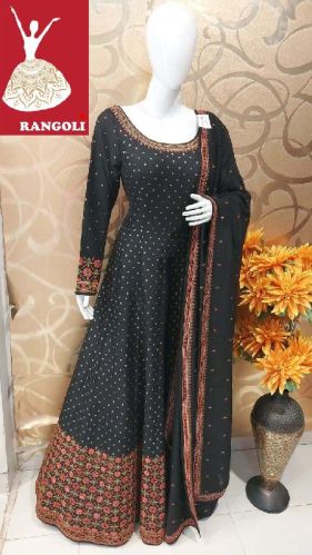 Ladies Party Wear Gown, Color : Black