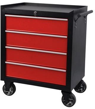 Mild Steel 4 Drawer Tool Trolley, Color : Blue, Red