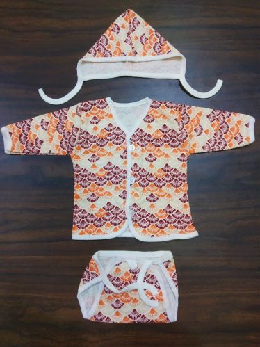 Born Baby Dress Clothe Set Top(jhabla), Cap and Nappy 3 - Piece Set