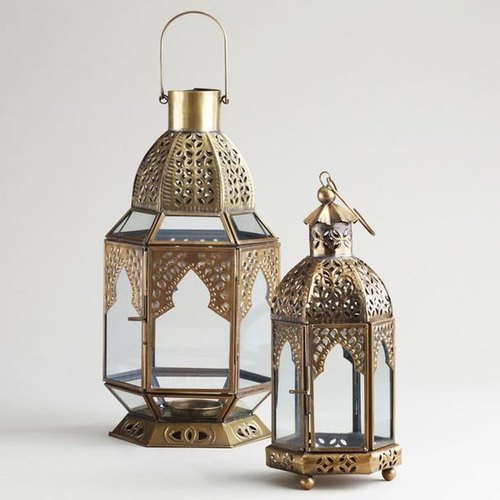 Polished Iron Hanging Lantern, Shape : Round