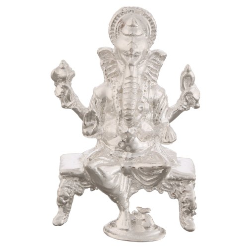 Osasbazaar Silver Lord Ganesh Idol, Dimension : Length: 2 Cms, Width: 2.8 Cm, Height: 4.2 Cms