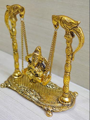 Handecor White Metal Ganesh Jhula, Color : Golden Polish