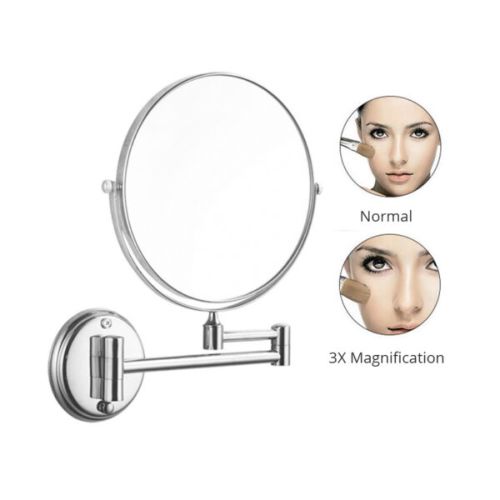 Round Brass Shaving/Makeup Mirror 3x Magnifying, For Magnifing Use, Pattern : Plain