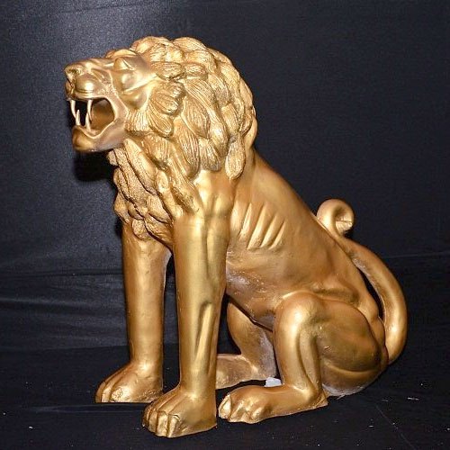 Lion Fiber Statue, Color : Golden