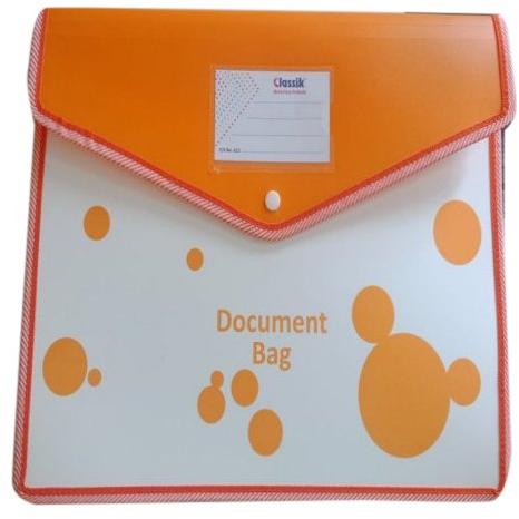 Plastic Button Document Bag, Pattern : Plain Printed