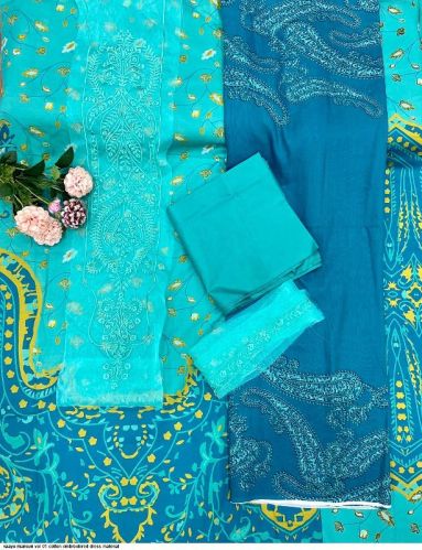 Cotton Embroidered Dress Material, For Making Textile Garments