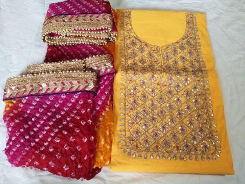 Cotton Gota Patti Dress Material, Size : 4-6 Meter