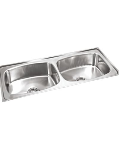 Indox Double Bowl Kitchen Sink, Color : Silver