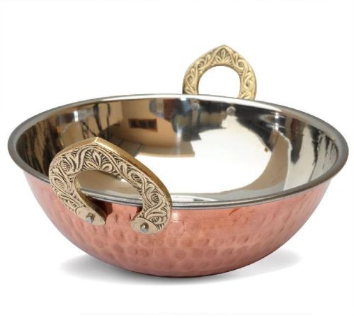 Polished Copper Steel Kadai, Capacity : 0-5L
