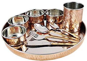 Round Copper Steel Thali Set