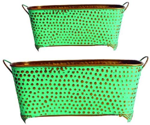 Plain Polished Metal Oval Planter, Portable Style : Wall Hanging