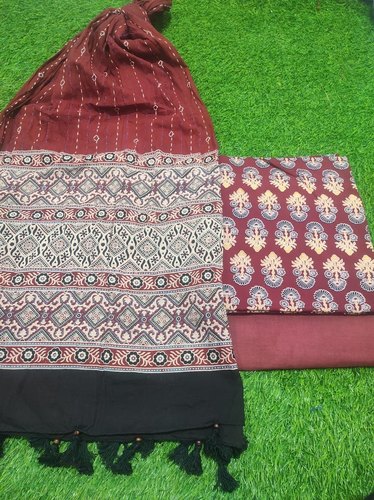 Ajrak Print Kantha Work Suit Material