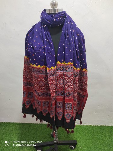 Cotton Ajrakh Print Badhani Dupatta, Feature : Anti-Wrinkle, Comfortable, Easily Washable, Impeccable Finish