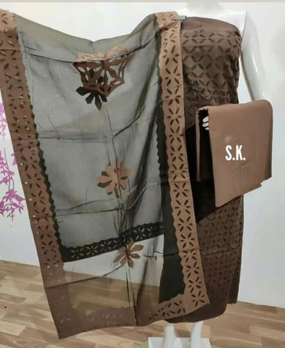 Barmeri Applique Work Dress Material, Feature : Comfortable, Dry Cleaning