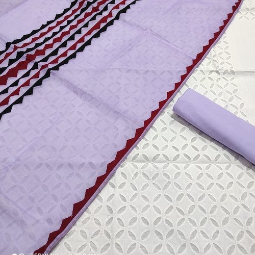 Cotton Applique Work Suit Unstitched, Size : M, XL, XXL, XXXL