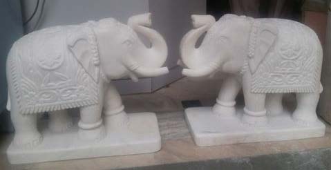 Polished Marble Elephant Statue